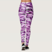 Lila Abstrakte Wasserfarben Streifen Leggings (Rückseite)