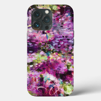 Lila Abstrakter floraler Muster iPhone Case