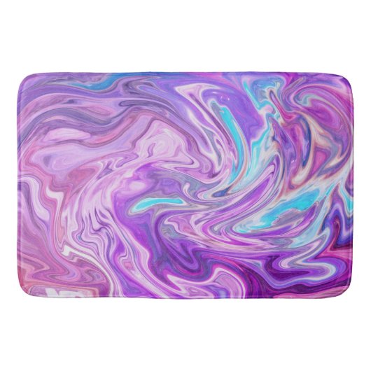 Lila Abstrakter flüssiger Marmor Badematte (Vorderseite)