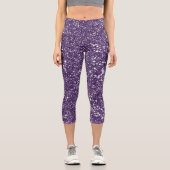 Lila Abstrakter Glitzer Texturlook Capri Leggings (Vorderseite)