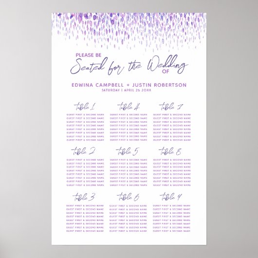 Lila abstrakter Hochzeitstil Poster (Vorne)
