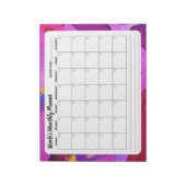 Lila Abstrakter Monatskalender Notizblock (Rotiert)