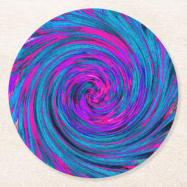 Lila, Abstrakter Retro-Twirl Runder Pappuntersetzer