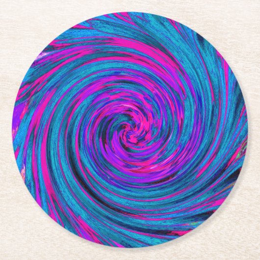 Lila, Abstrakter Retro-Twirl Runder Pappuntersetzer (Vorderseite)