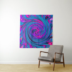 Lila, Abstrakter Retro-Twirl Wandteppich