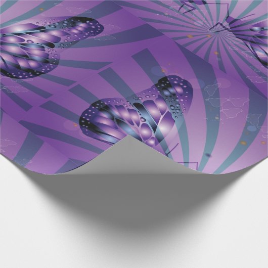 Lila Abstrakter Schmetterling mit strahlenden Flüg Geschenkpapier (Ecke)