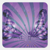 Lila Abstrakter Schmetterling mit strahlenden Flüg Quadratischer Aufkleber (Vorderseite)