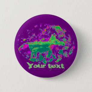 Lila Abstrakter Tierfuchs Button