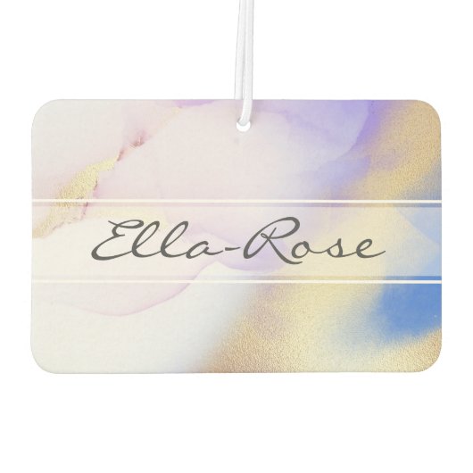 Lila Abstrakter Tinte Luxus Gold Individuelle Name Autolufterfrischer (Rückseite)