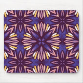 Lila Abstraktes Blumenmuster Yellow Indigo Boho Mousepad (Vorne)