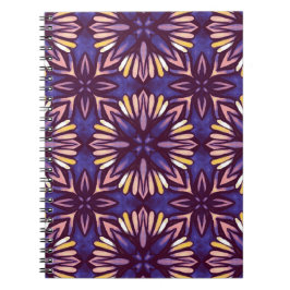 Lila Abstraktes Blumenmuster Yellow Indigo Boho Notizblock