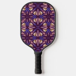 Lila Abstraktes Blumenmuster Yellow Indigo Boho Pickleball Schläger