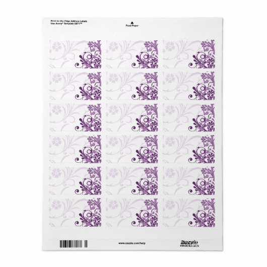 Lila Abstraktes Blumenzellenlabel Adressaufkleber (Vorne)