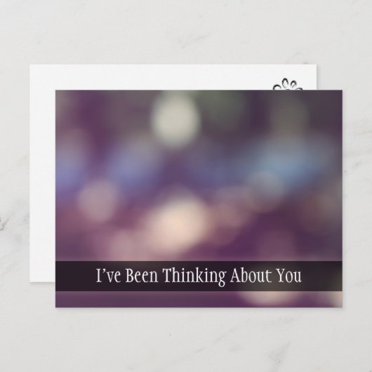 Lila Abstraktes Bokeh-Foto, Denken Sie an Sie Postkarte (Vorne/Hinten)