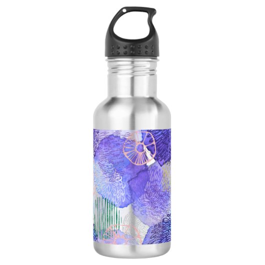 Lila abstraktes Design Edelstahlflasche (Vorderseite)