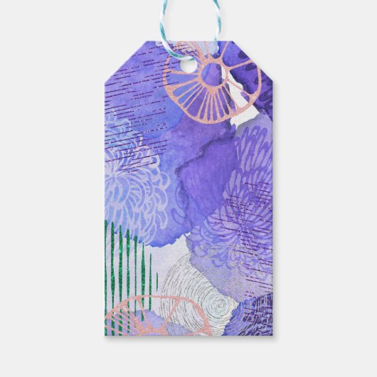 Lila abstraktes Design Geschenkanhänger (Vorderseite)