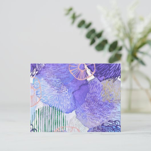 Lila abstraktes Design Postkarte (Stehend Vorderseite)