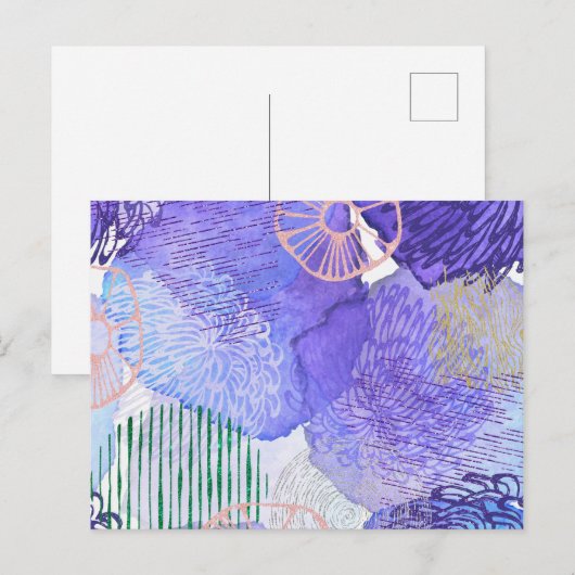 Lila abstraktes Design Postkarte (Vorne/Hinten)