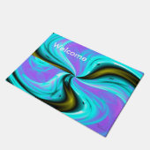 Lila abstraktes Drehwerk Herzlich Willkommen bei D Fußmatte (Schrägansicht)