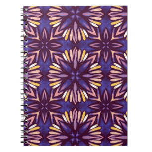 Lila abstraktes florales Muster gelb Indigo Boho Notizblock