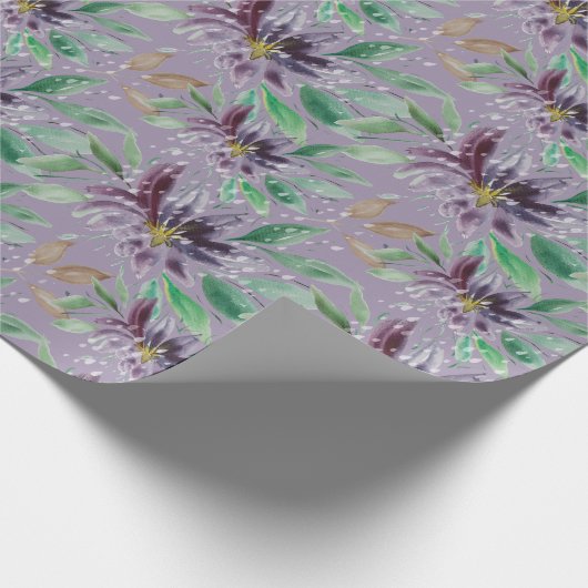 Lila Abstraktes gefrorenes Lotus Wasserfarbe Geschenkpapier (Ecke)