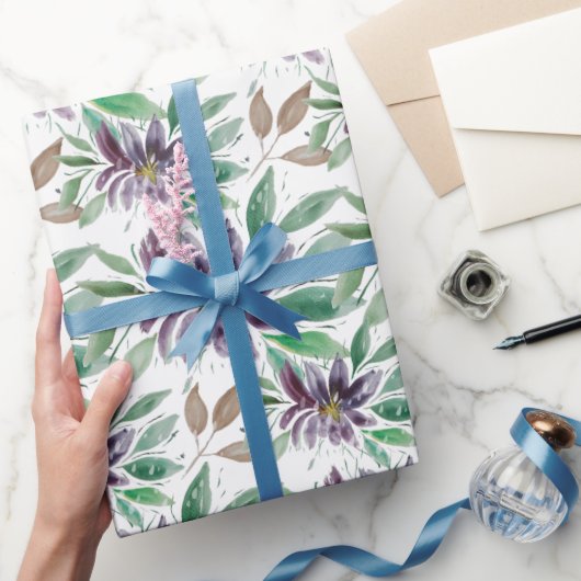 Lila Abstraktes gefrorenes Lotus Wasserfarbe Geschenkpapier (Schenken)