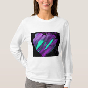Lila Abstraktes Herz für Frauen-Langschläfer T-Shirt