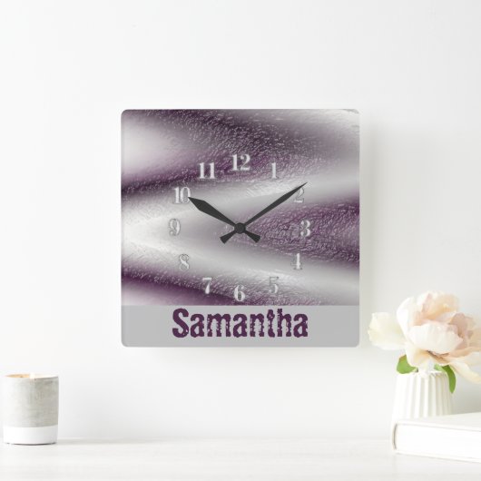 Lila Abstraktes Kleinkind Quadratische Wanduhr (Zuhause)