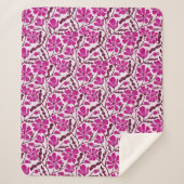 Lila Abstraktes Mittelalter Moderne Blume Sherpadecke (Vorderseite)