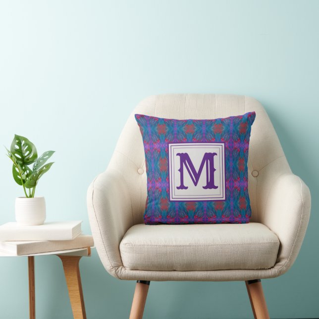 Lila Abstraktes Monogramm Kissen (Stuhl )