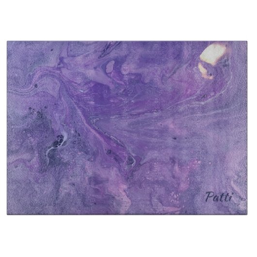 Lila Abstraktes Personalisieren von Glas Schneidebrett (Vorderseite)