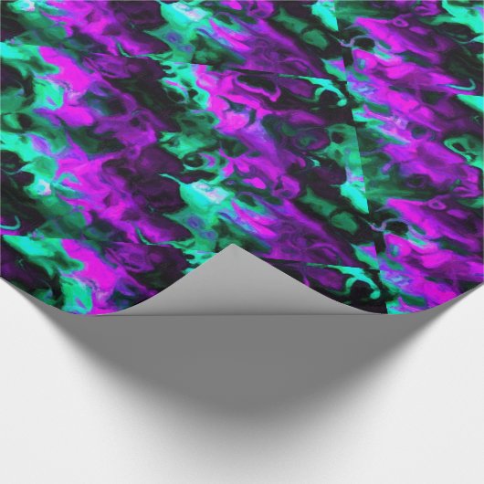 Lila Abstraktes Schwarz-Grün-Musterpapier Geschenkpapier (Ecke)