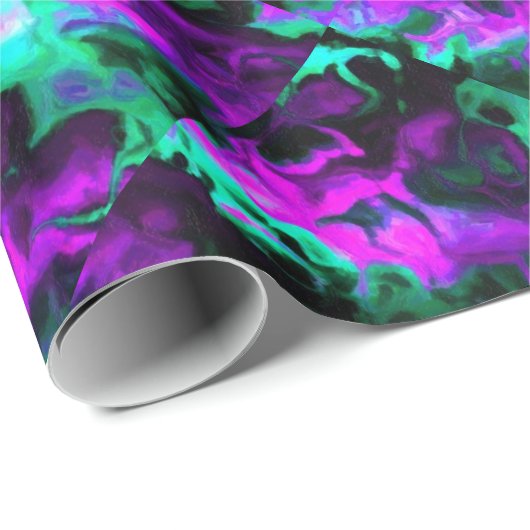 Lila Abstraktes Schwarz-Grün-Musterpapier Geschenkpapier (Rolleneckpunkt)