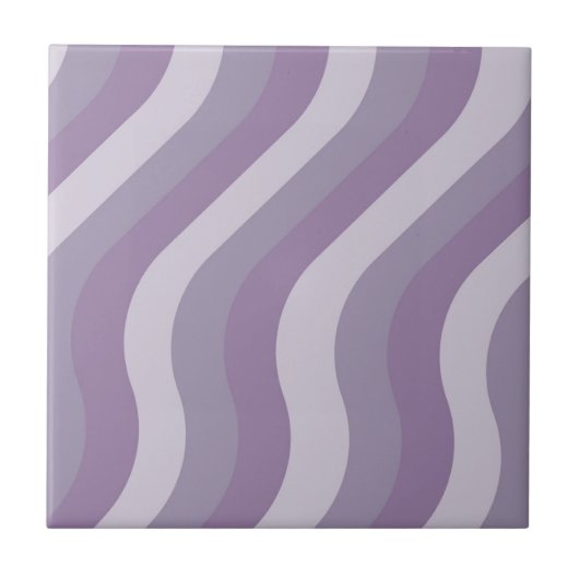 Lila Abstraktes Wavy Strip Muster Modernes Fliese (Vorderseite)