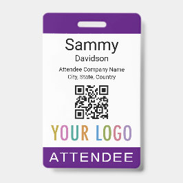 Lila Abzeichen-Event-QR-Logo Ausweis