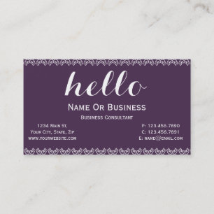 Lila Acai Violet, Weißtext Einzigartige fette Bots Visitenkarte