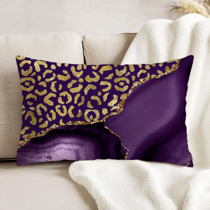 Lila Achat-Gold-Glitter-Leopardenflecken Dekokissen