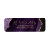 Lila Achat Goldschrift Hochzeitsrücksendeadresse (Vorne)