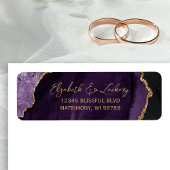 Lila Achat Goldschrift Hochzeitsrücksendeadresse