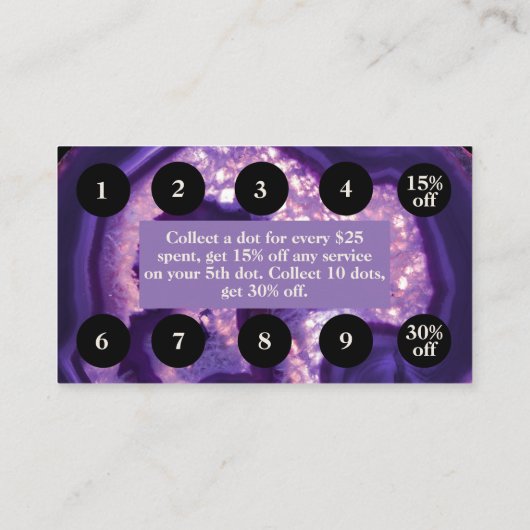 Lila Achat-Loyalität vergütet Karte (Rückseite)