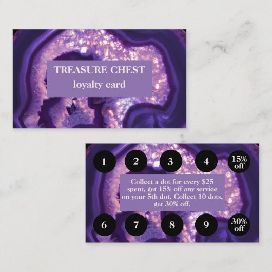 Lila Achat-Loyalität vergütet Karte (Vorne/Hinten)