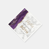 Lila Achat-Marmor Goldschrift 80. Geburtstag Serviette (Ecke)
