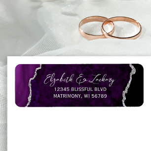 Lila Achat Silber Hochzeit Rücksendeadresse