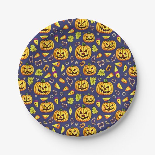 Lila Acorns und Pumpkin Halloween Pappteller (Vorderseite)