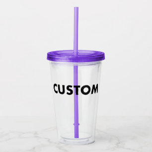 Lila Acryl-Tumbler-Rohling mit Deckel und Strohhal Acryltrinkbecher