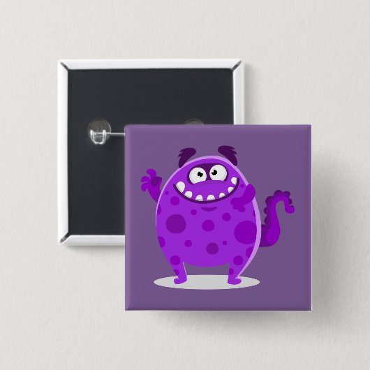 Lila Adorable Monster Button (Vorne & Hinten)