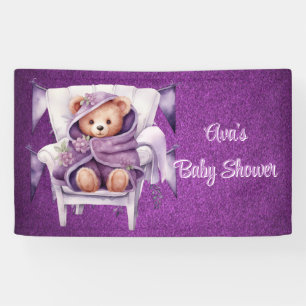 Lila Adorable Teddy Bear Girl Babydusche Banner
