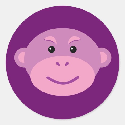 Lila Affe Runder Aufkleber (Vorderseite)