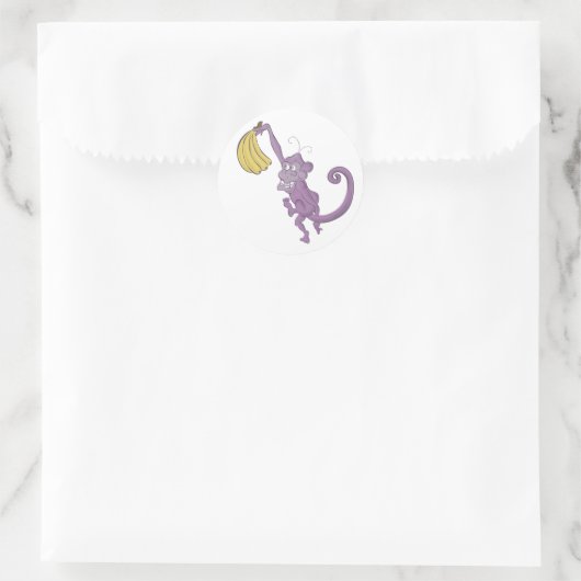 lila Affe Runder Aufkleber (Tasche)