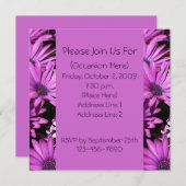 Lila African Daisies Square Einladung (Vorne/Hinten)